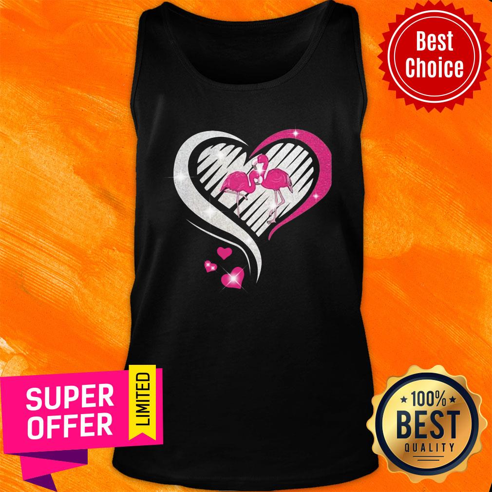 Awesome Diamond Heart Flamingos Shirt