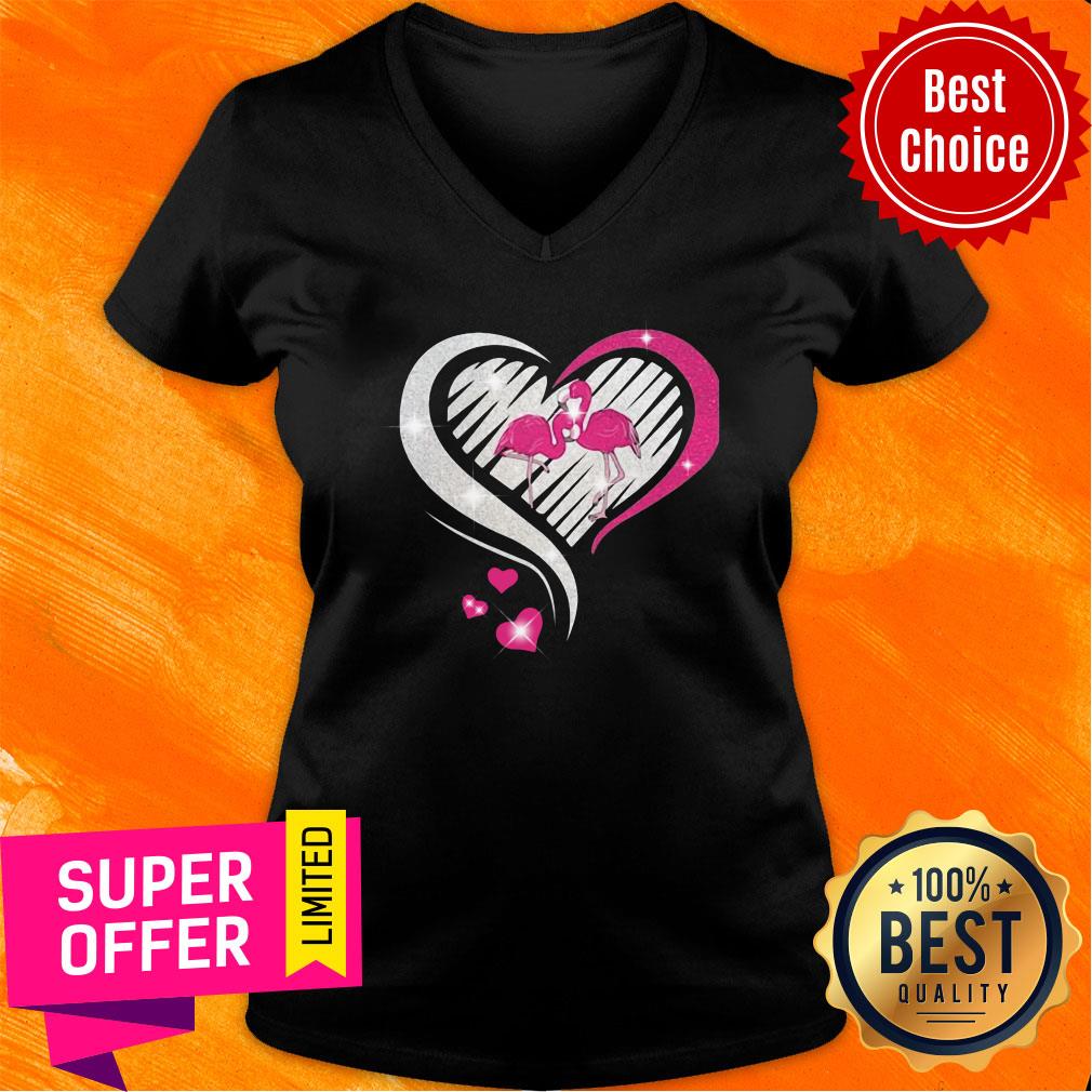 Awesome Diamond Heart Flamingos Shirt