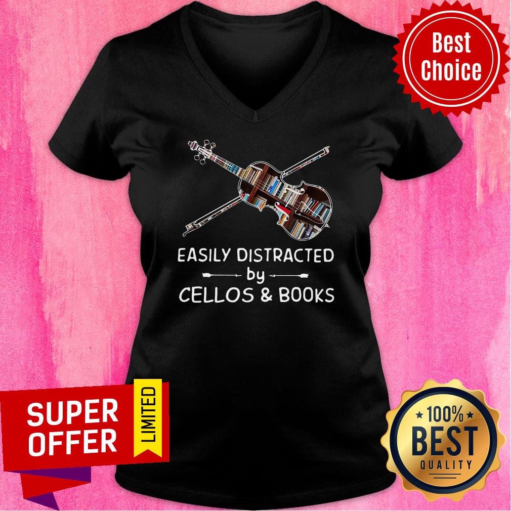 Awesome Easily Distracted By Cellos And Books Shirt
