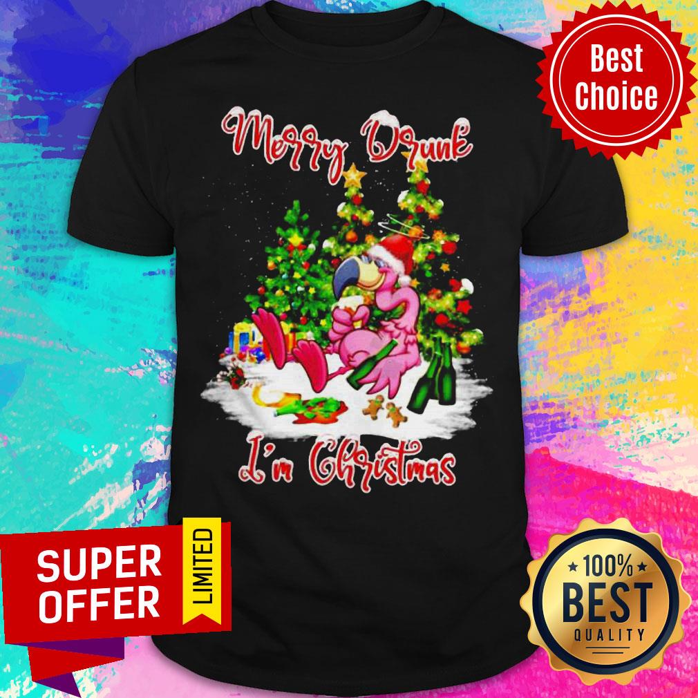 Awesome Flamingo Santa Merry Drunk I’m Christmas Shirt