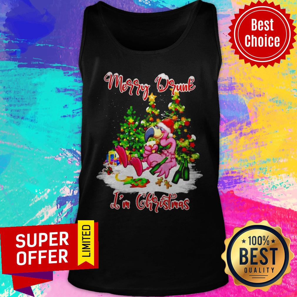 Awesome Flamingo Santa Merry Drunk I’m Christmas Shirt