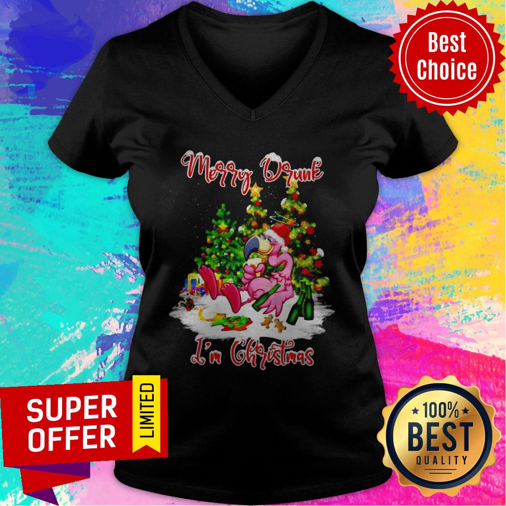 Awesome Flamingo Santa Merry Drunk I’m Christmas Shirt