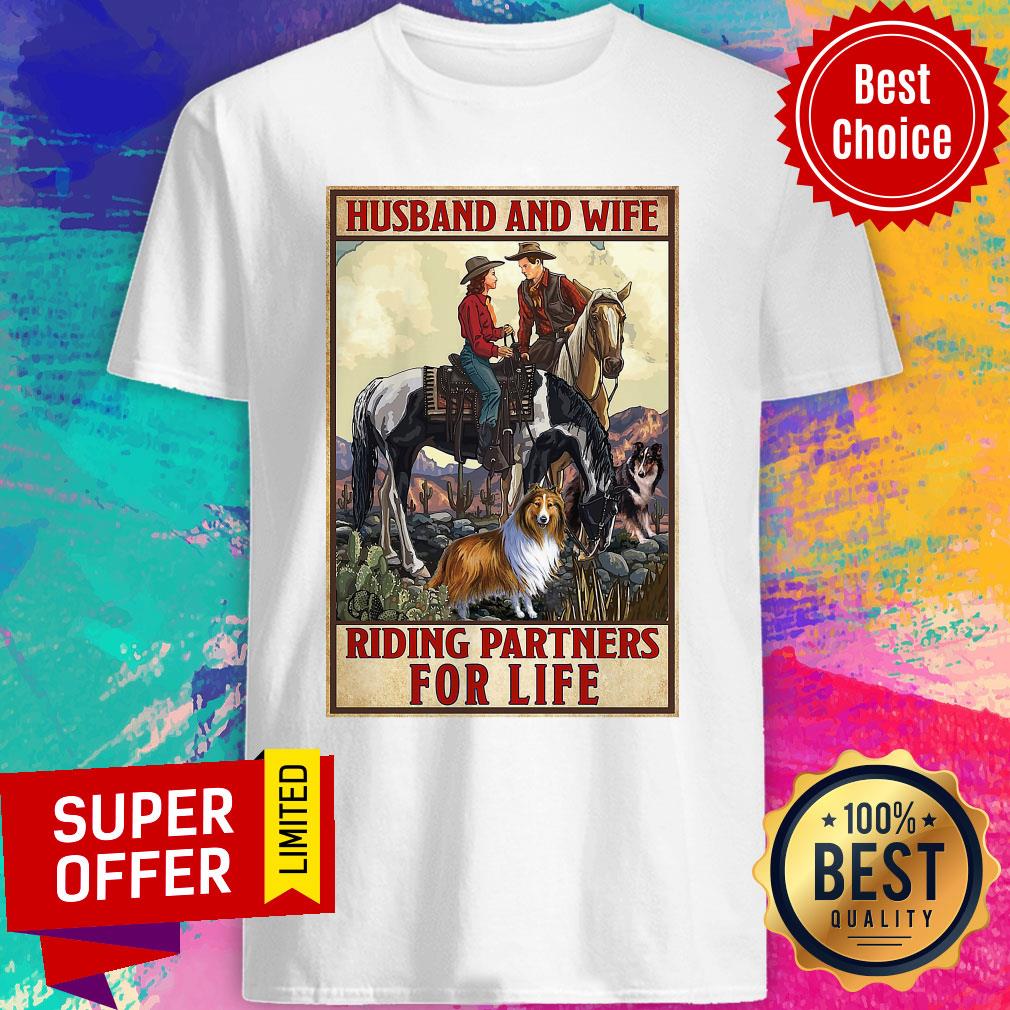 Awesome Husband And Wife Riding Partners For Life Cowgirl Shirt