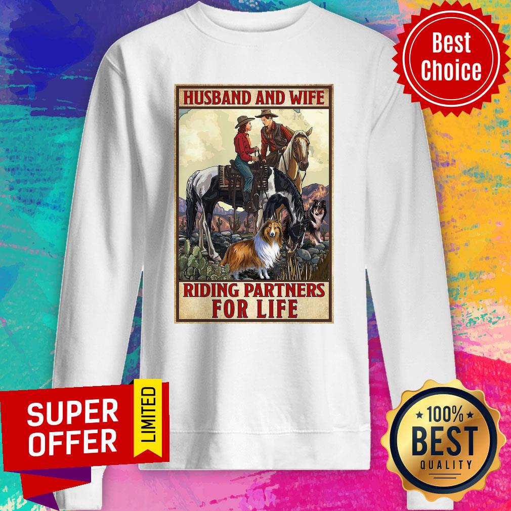 Awesome Husband And Wife Riding Partners For Life Cowgirl Shirt