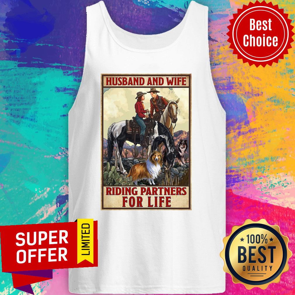 Awesome Husband And Wife Riding Partners For Life Cowgirl Shirt