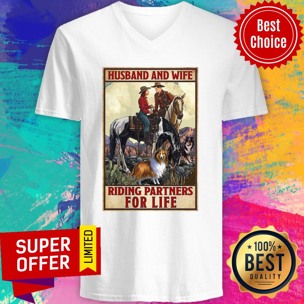 Awesome Husband And Wife Riding Partners For Life Cowgirl Shirt