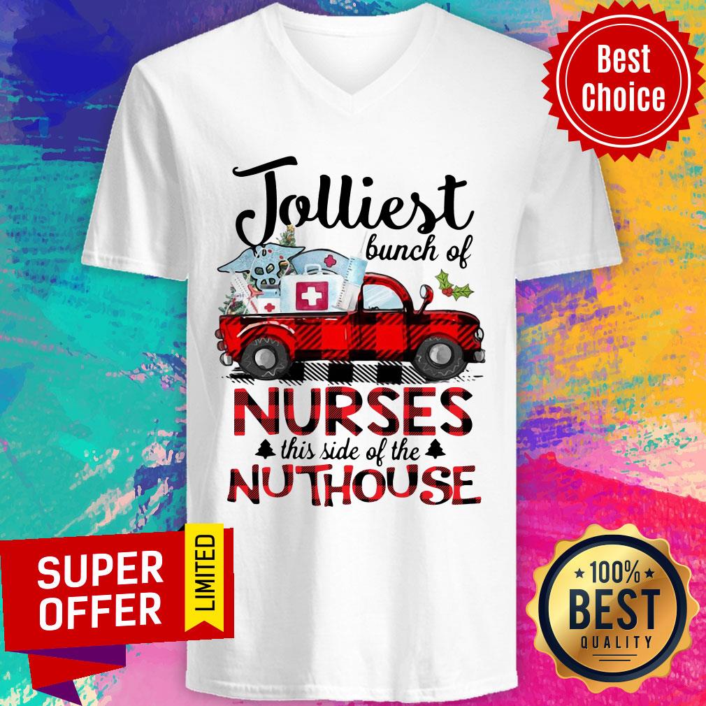 Awesome Jolliest Bunch Of Nurses This Side Of The Nuthouse Christmas Shirt