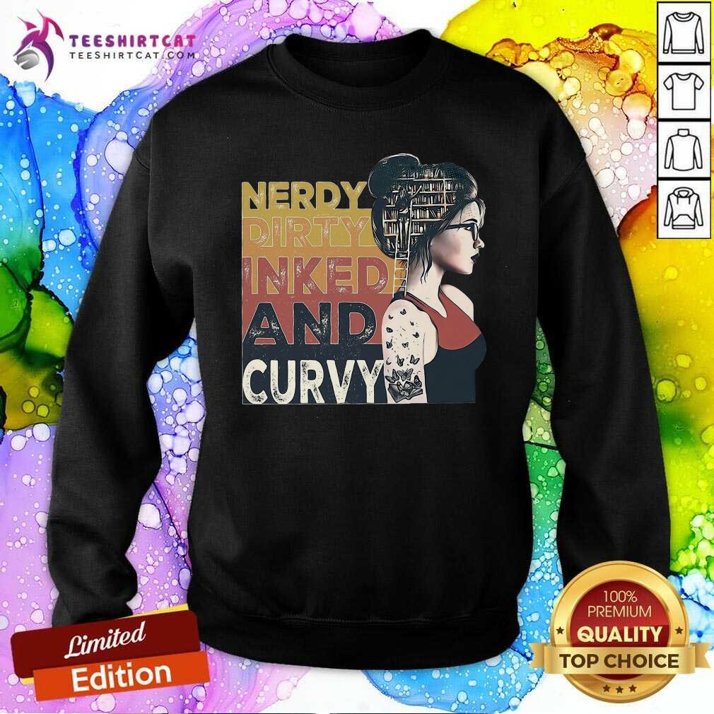 Awesome Nerdy Dirty Inked And Curvy Book Girl Vintage Shirt