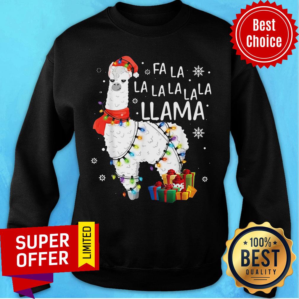 Awesome Santa Llama Fa La La La Light Christmas Shirt