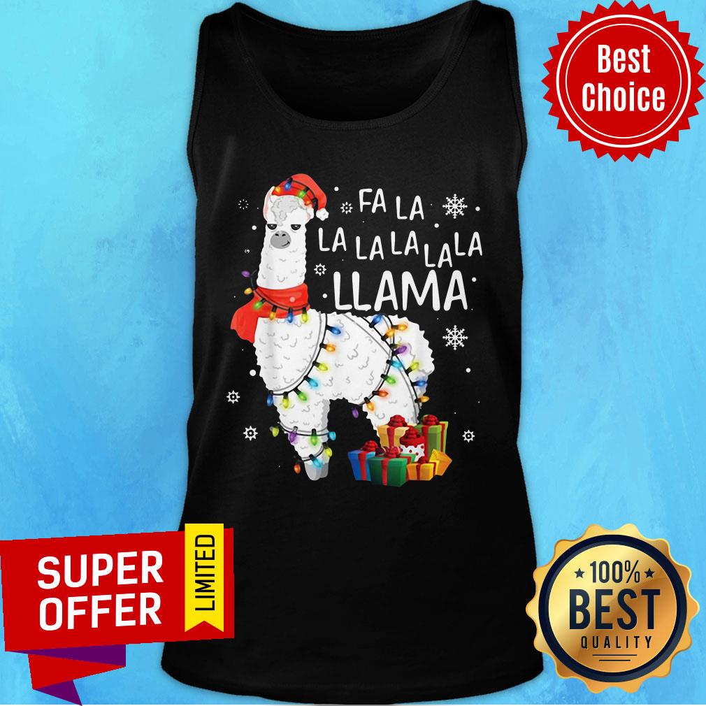 Awesome Santa Llama Fa La La La Light Christmas Shirt