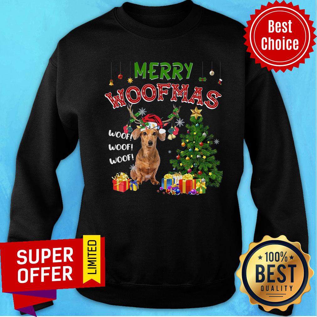 Awesome Santa Reindeer Dachshund Merry Woofmas Woof Woof Christmas Shirt
