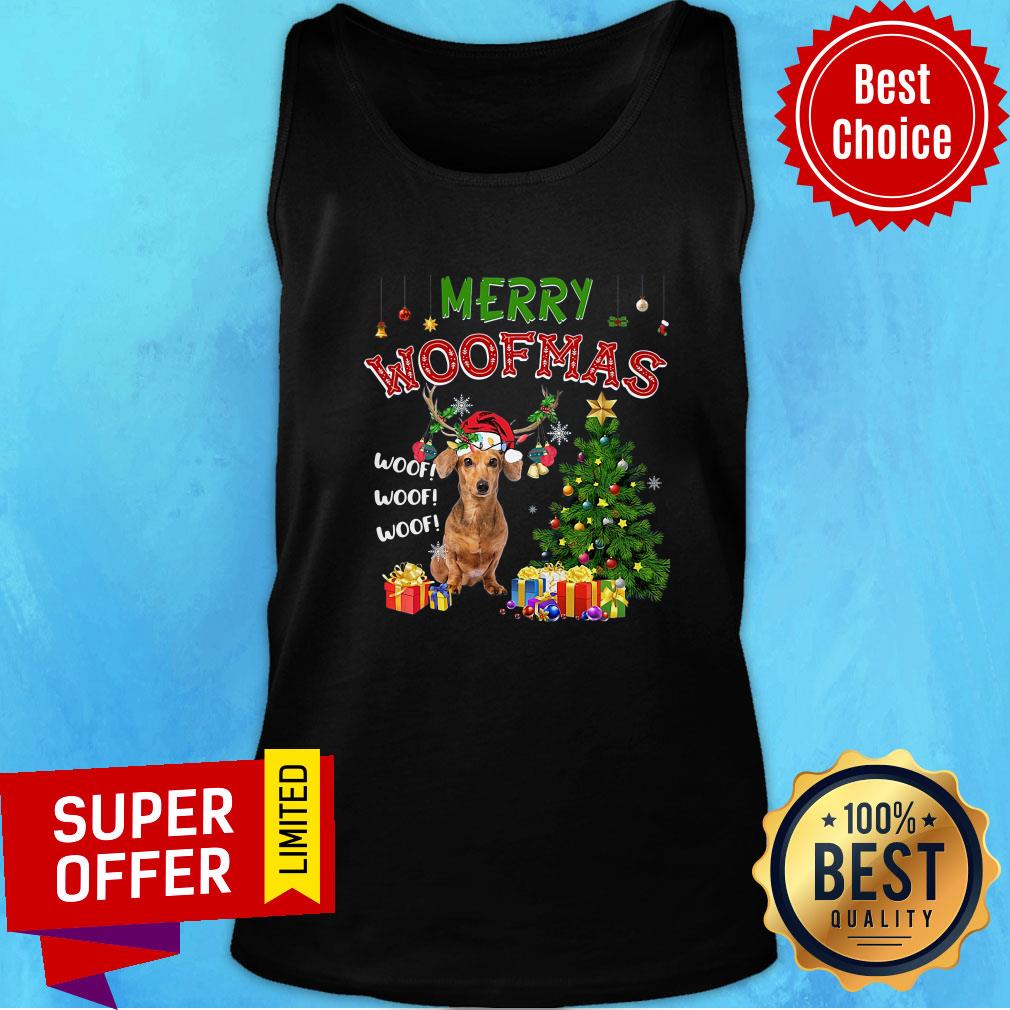 Awesome Santa Reindeer Dachshund Merry Woofmas Woof Woof Christmas Shirt