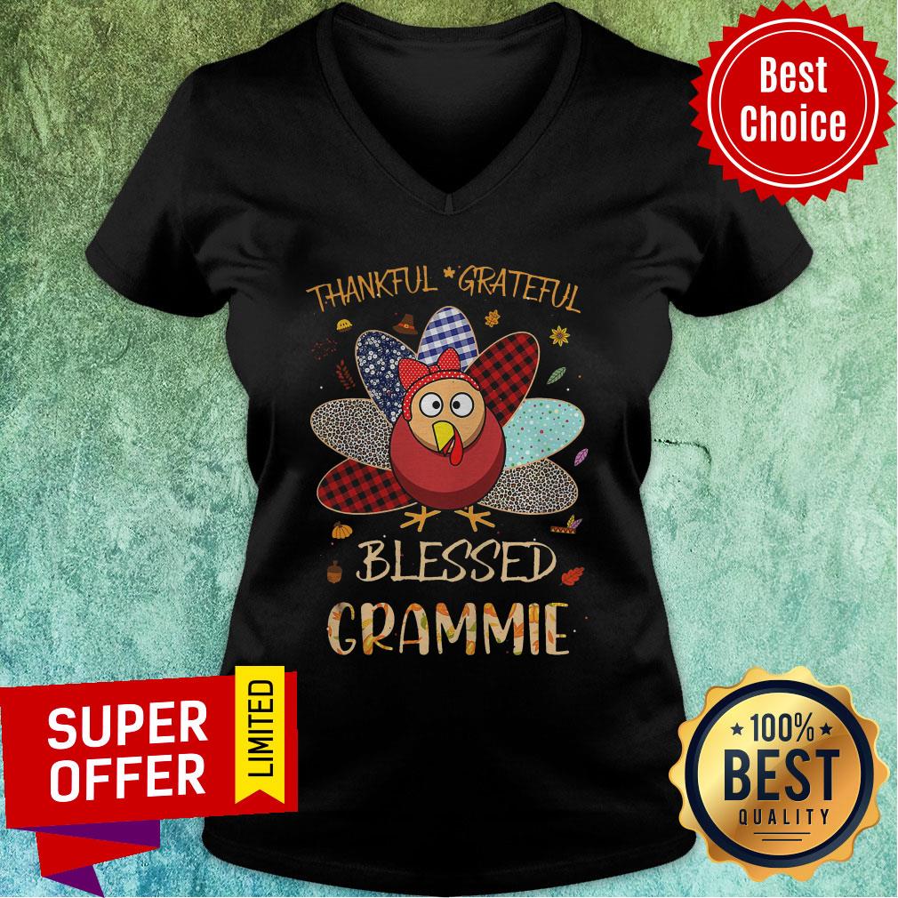 Awesome Thanksgiving Thankful Grateful Blessed Grammie Turkey Shirt