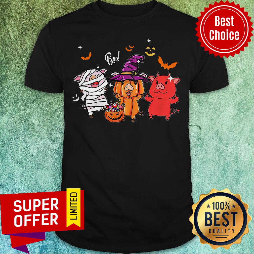 Awesome Three Pigs Witches Pumpkin Halloween Shirt