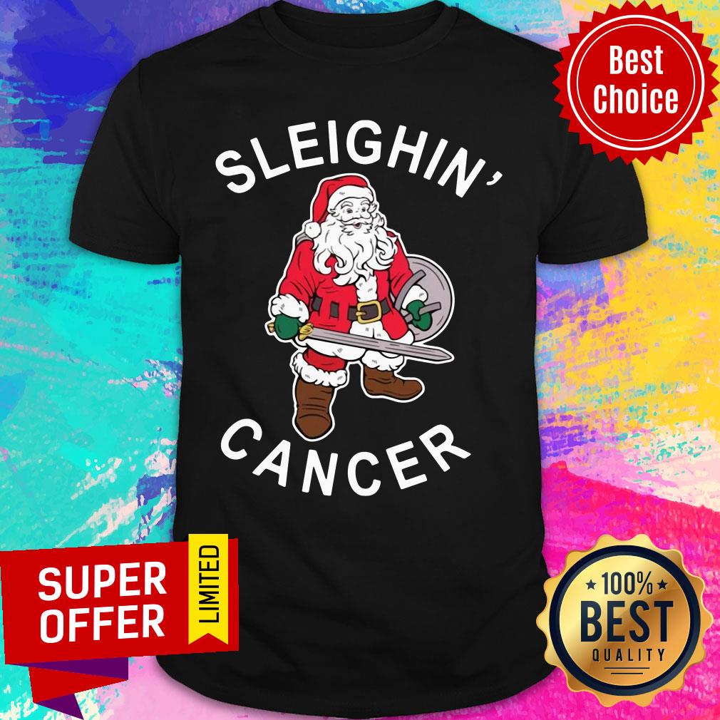 Awesome Viking Santa Claus sleighin cancer Christmas Shirt