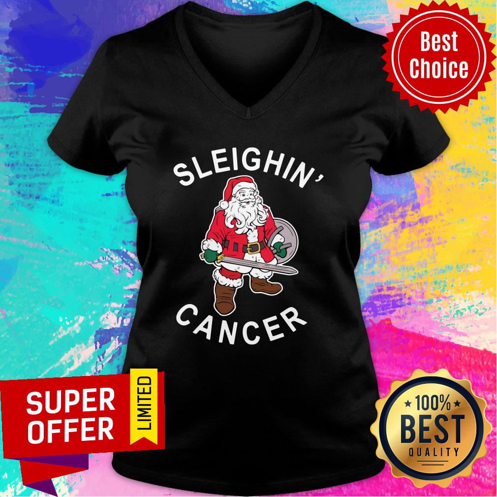 Awesome Viking Santa Claus sleighin cancer Christmas Shirt