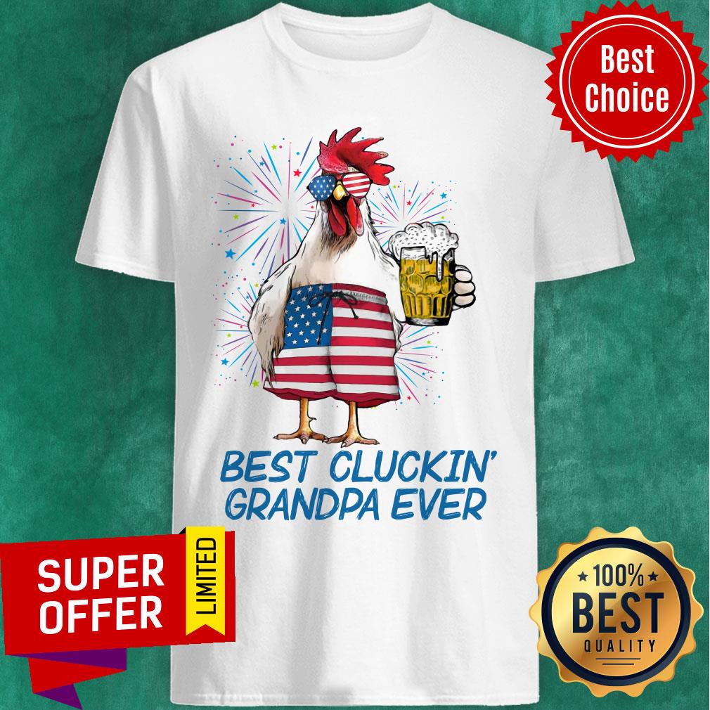 Best Cluckin Grandpa Ever Chicken Beer USA Flag Shirt