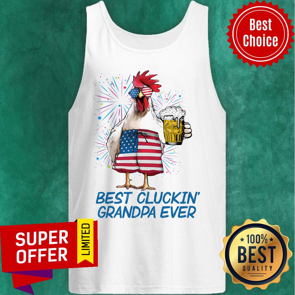 Best Cluckin Grandpa Ever Chicken Beer USA Flag Shirt