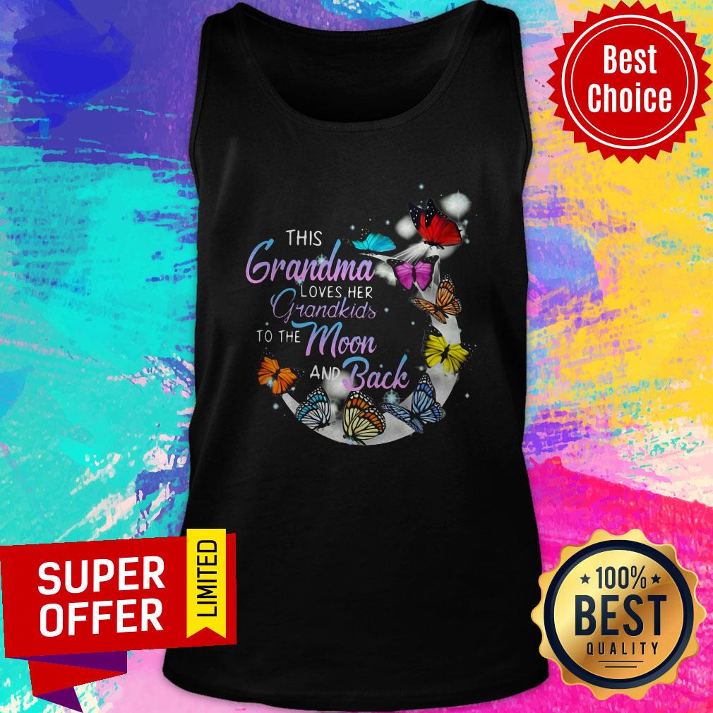 Butterfly This Grandma Lover Her Grandkids To The Moon And Back Shirt