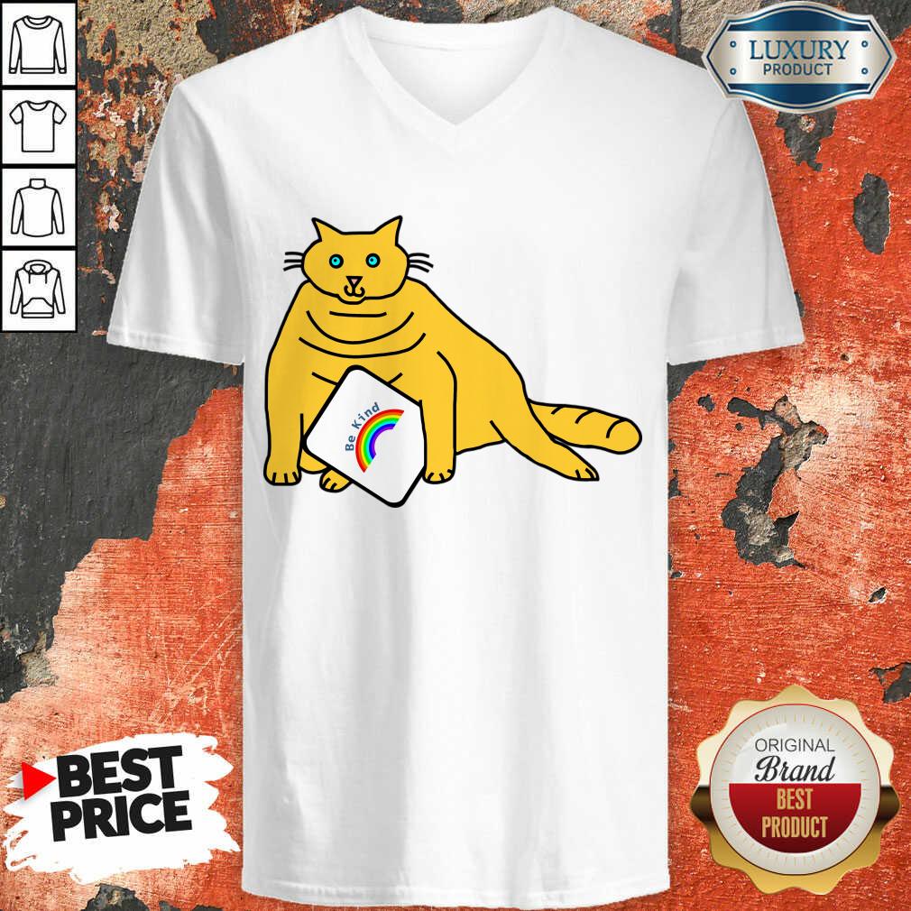 Chonk Cat Says Be Kind With Rainbow Shirt