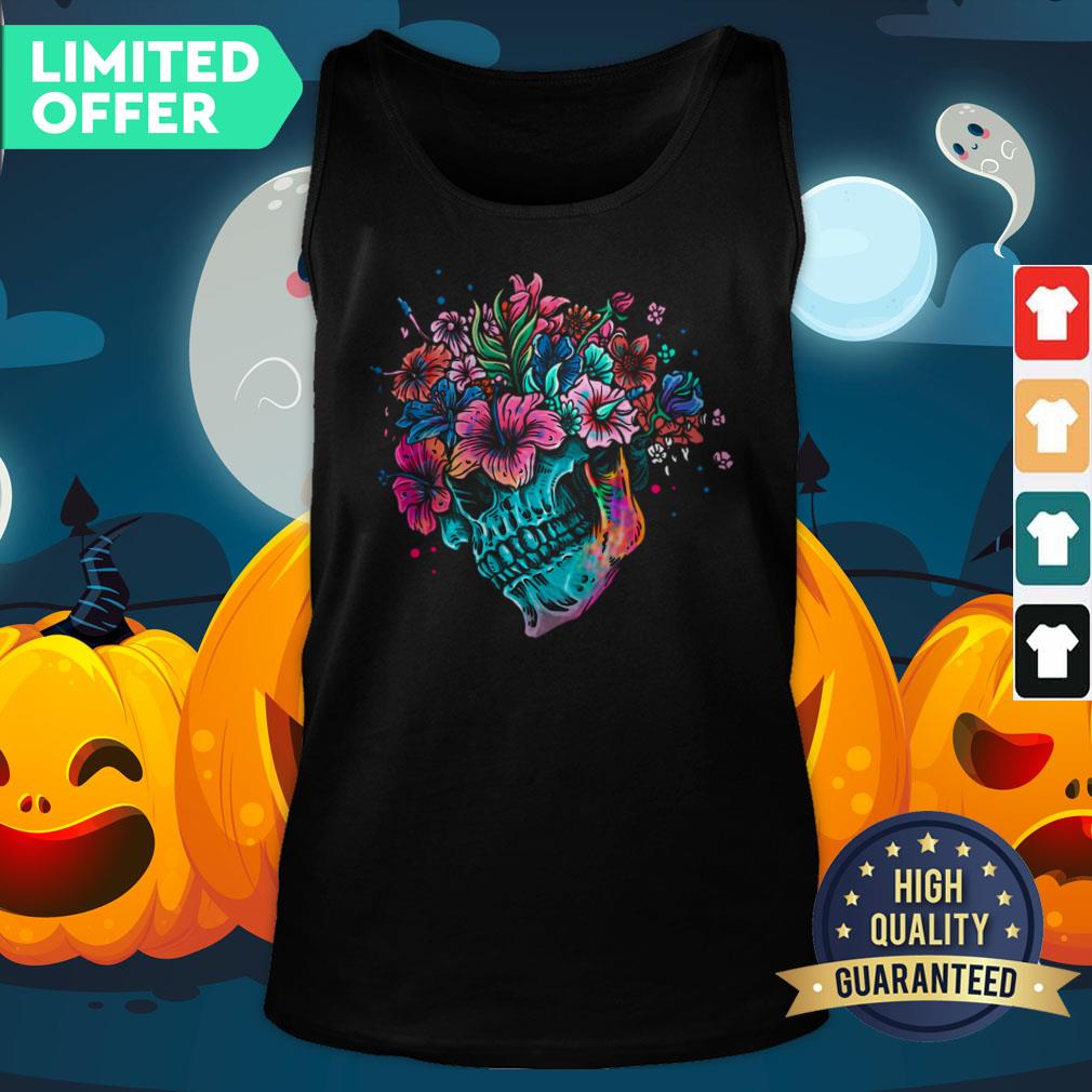 Colorful Flowers Sugar Skull Day Of The Dead Shirt
