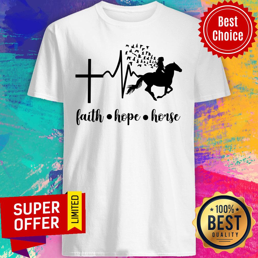 Cross Heart Beat Faith Hope Horse Shirt
