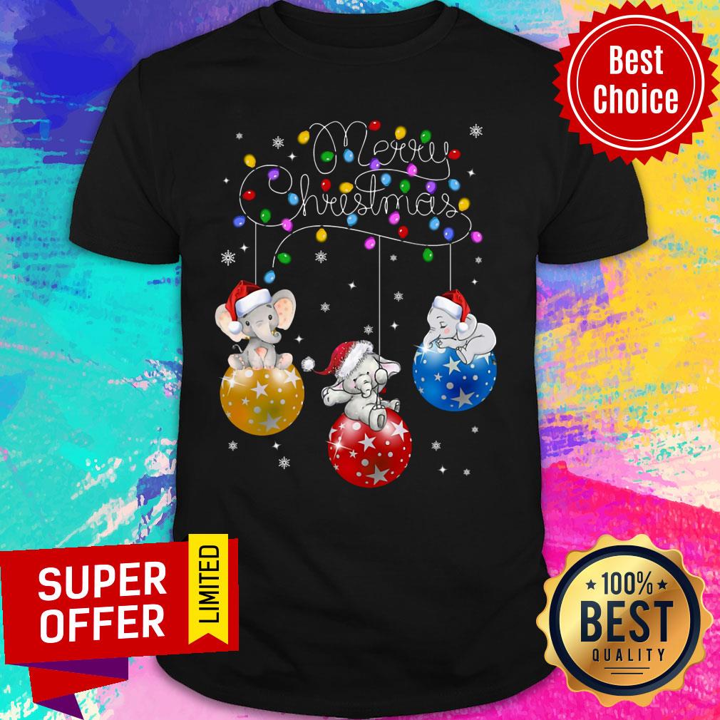 Elephant Merry Christmas Light Led Shirt