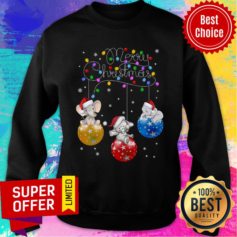 Elephant Merry Christmas Light Led Shirt
