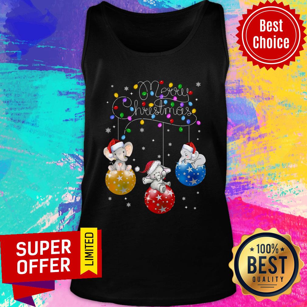 Elephant Merry Christmas Light Led Shirt