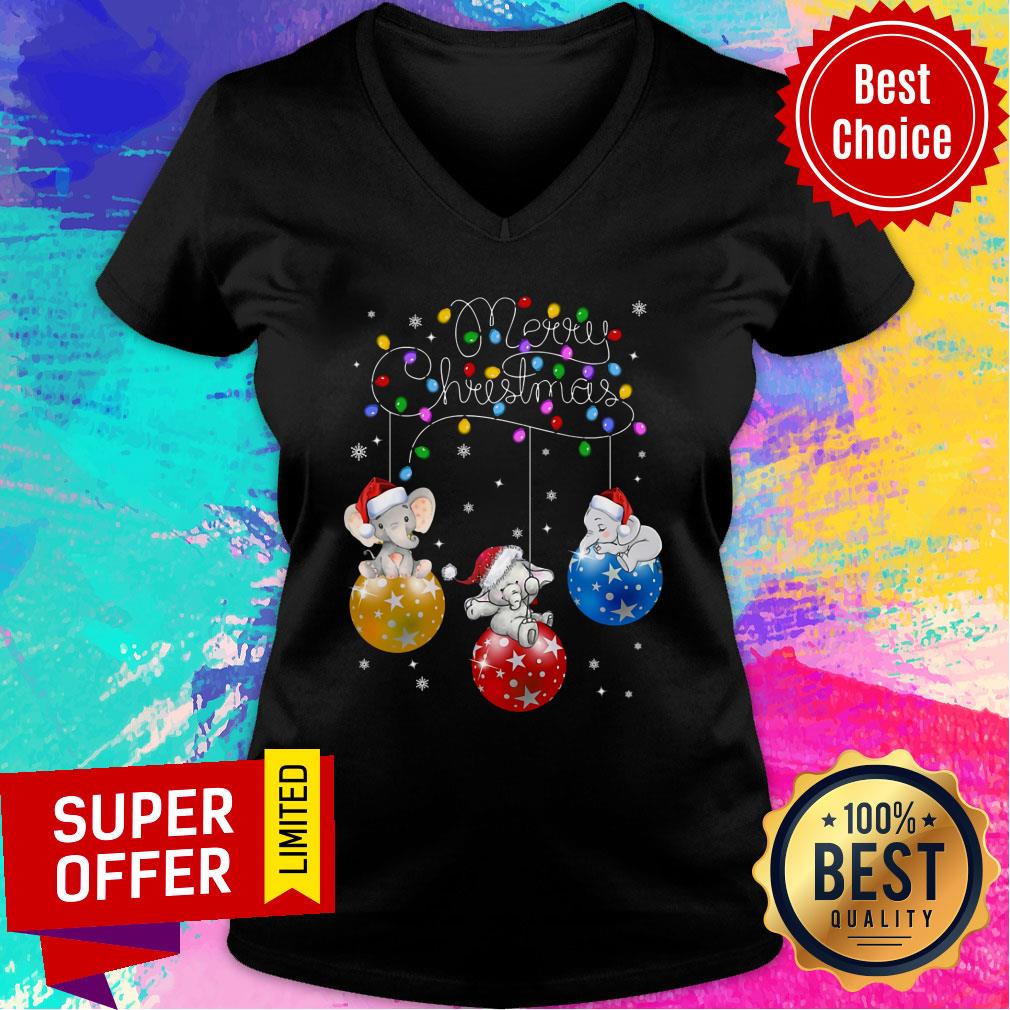 Elephant Merry Christmas Light Led Shirt