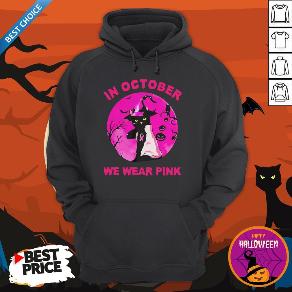 Excellent In October We Wear Pink Cat Sunset Halloween Shirt