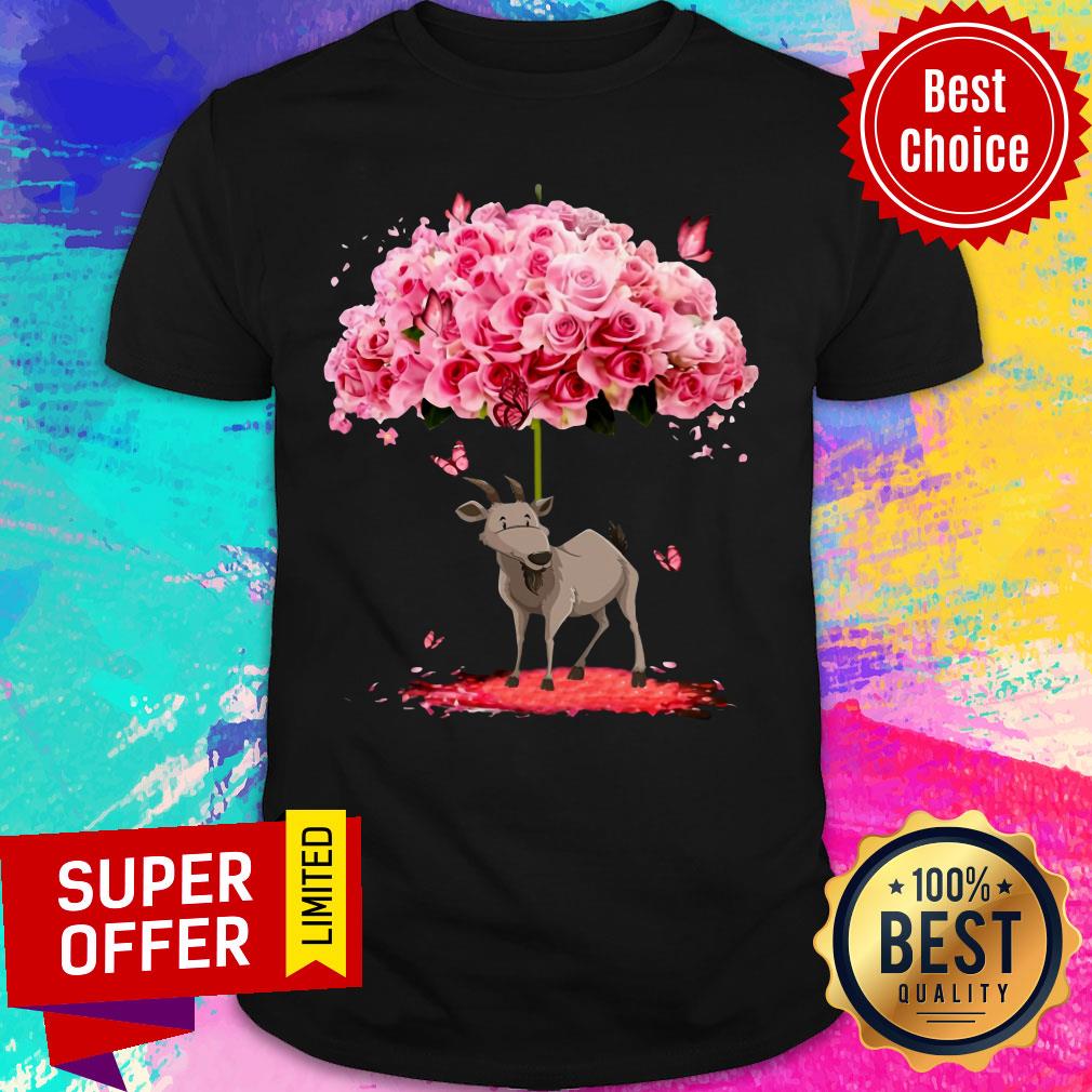 Funny Butterfly I Love Goat Rose Shirt