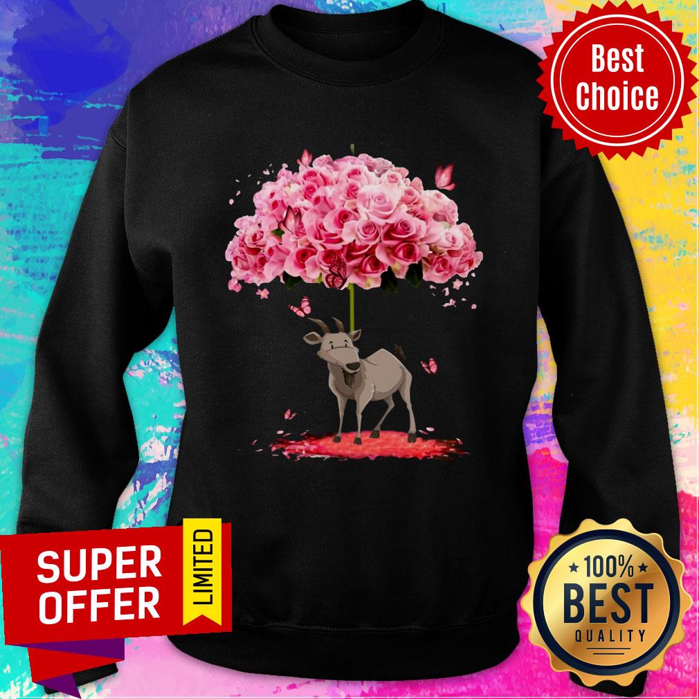 Funny Butterfly I Love Goat Rose Shirt