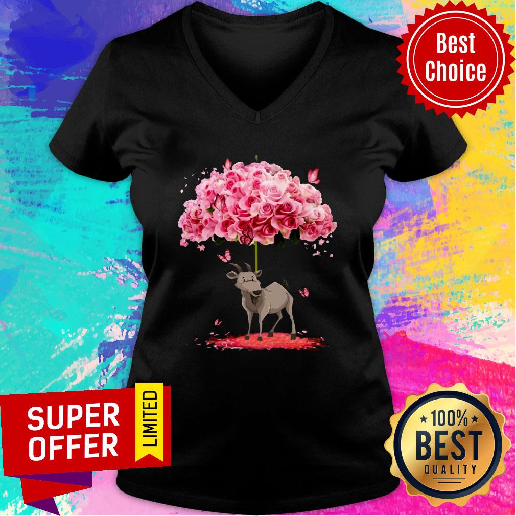 Funny Butterfly I Love Goat Rose Shirt