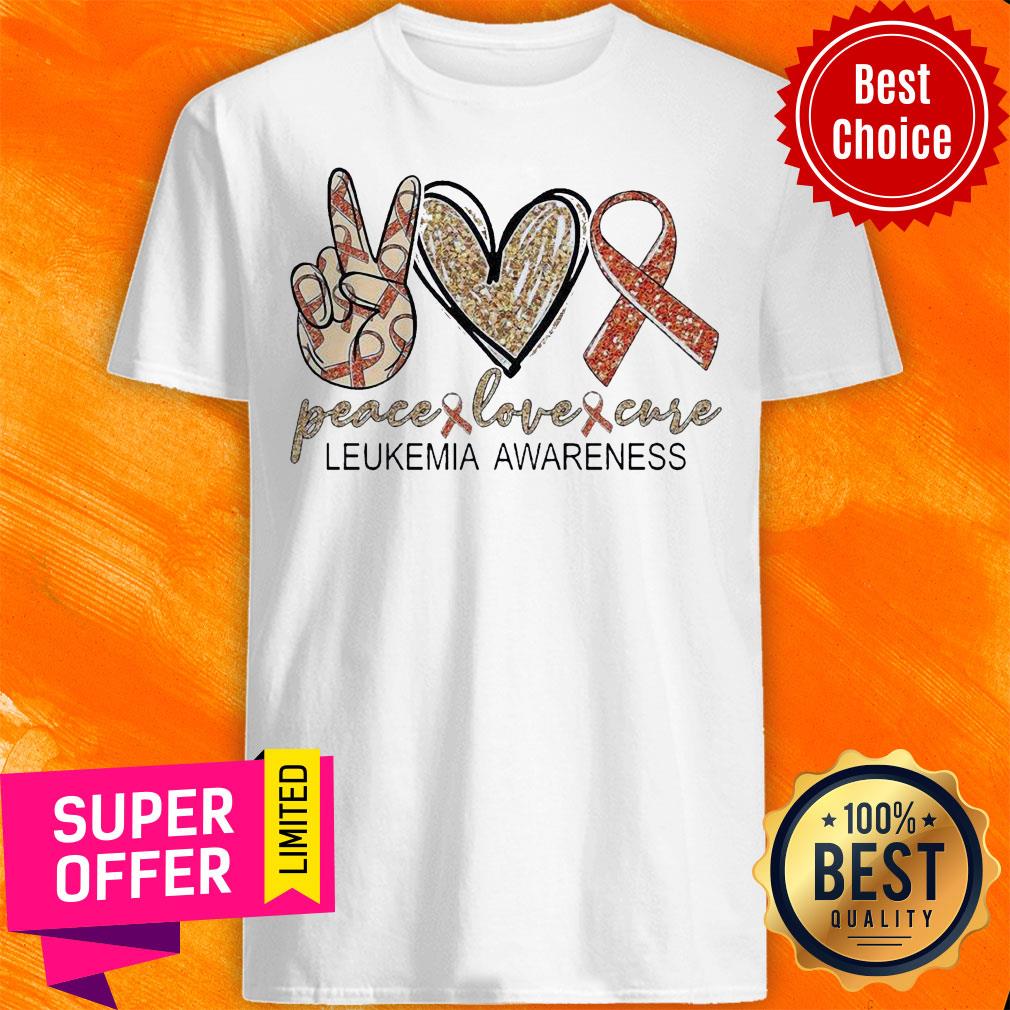 Funny Peace Love Cure Leukemia Awareness Diamond Shirt