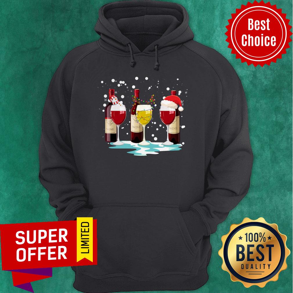 Funny Wine Glass Snowman Reindeer Santa Christmas Shirt
