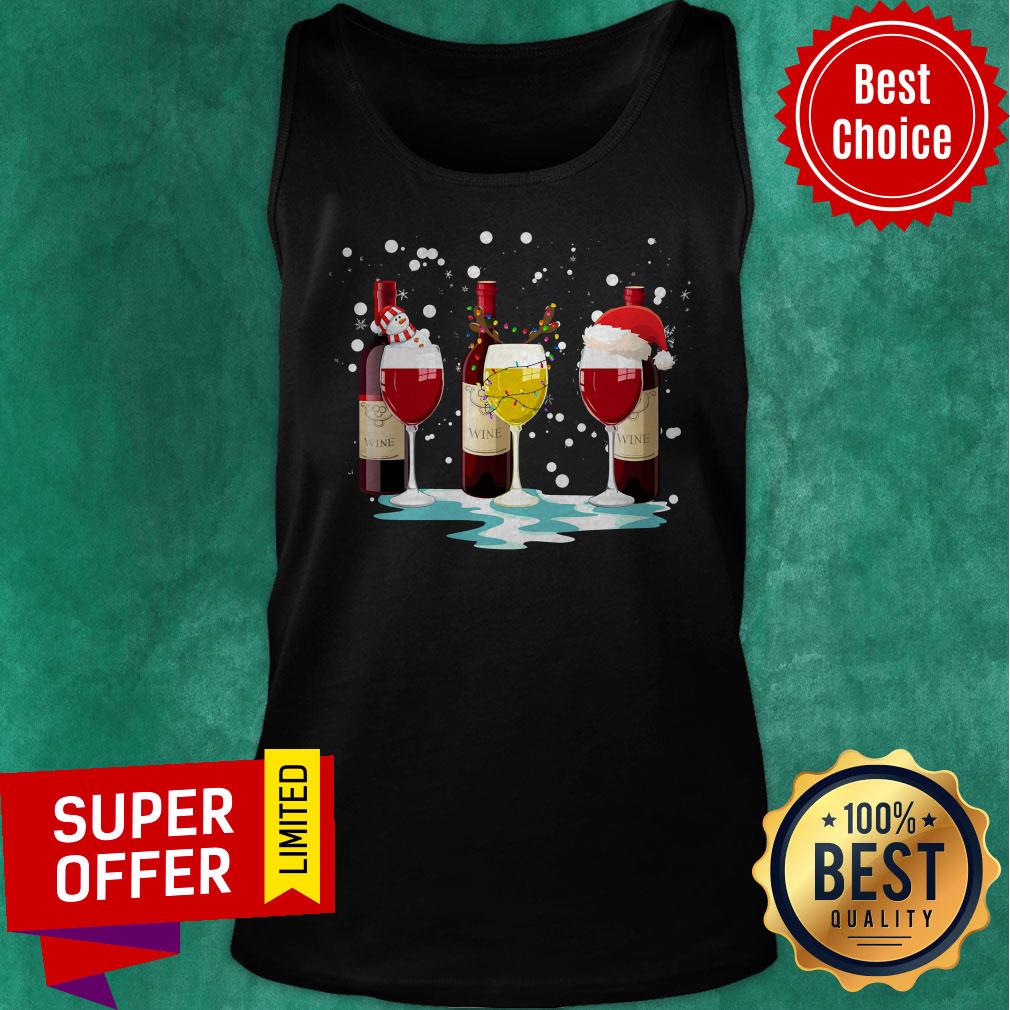 Funny Wine Glass Snowman Reindeer Santa Christmas Shirt