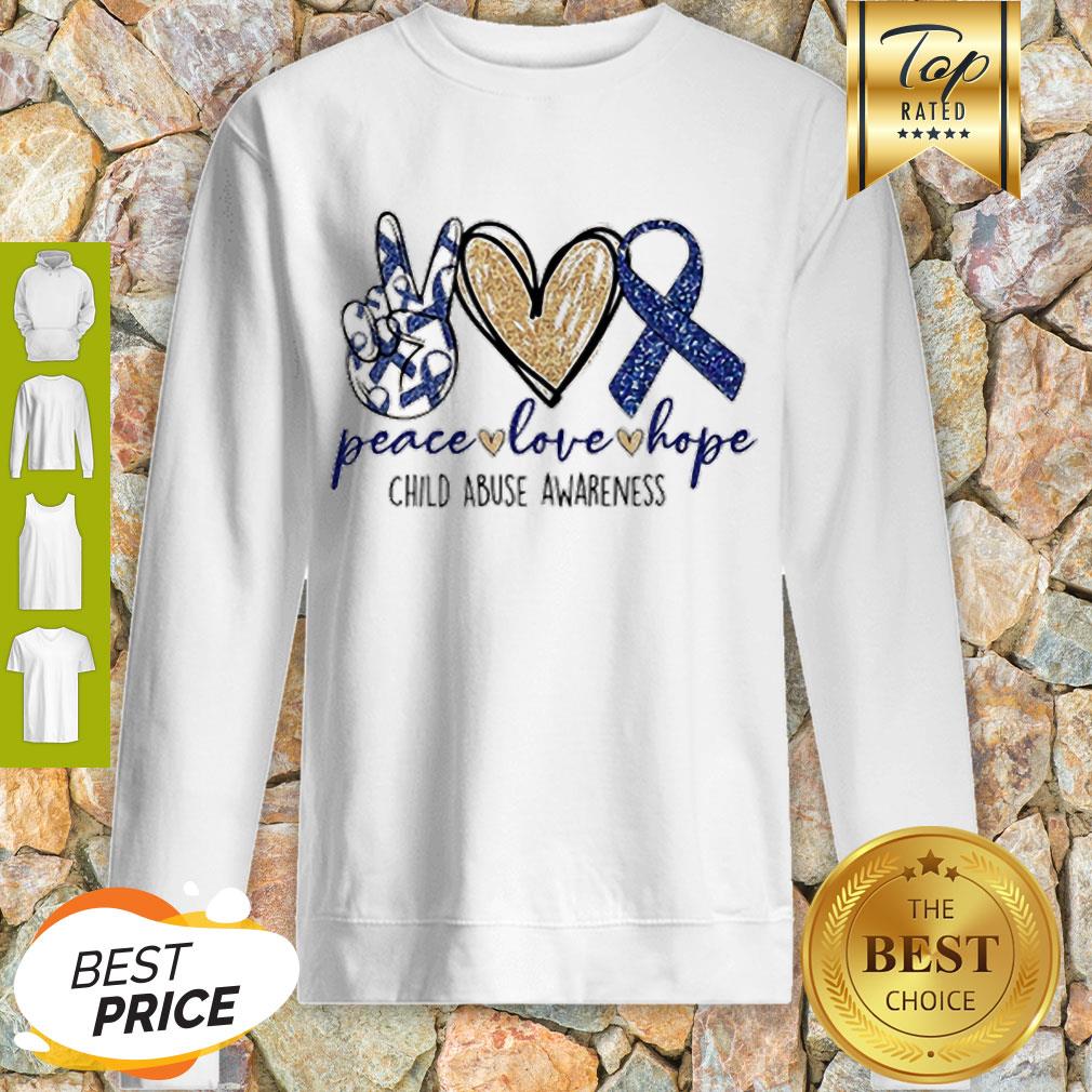 Glitter Peace Love Hope Child Abuse Awareness Shirt