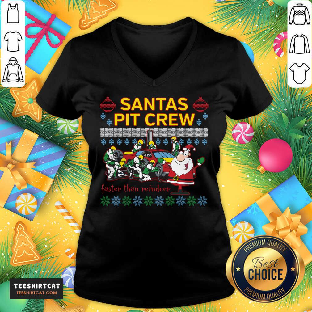 Good Santa'S Pit Crew Race Car Ugly Christmas Santas Pit Crew T-Shirt