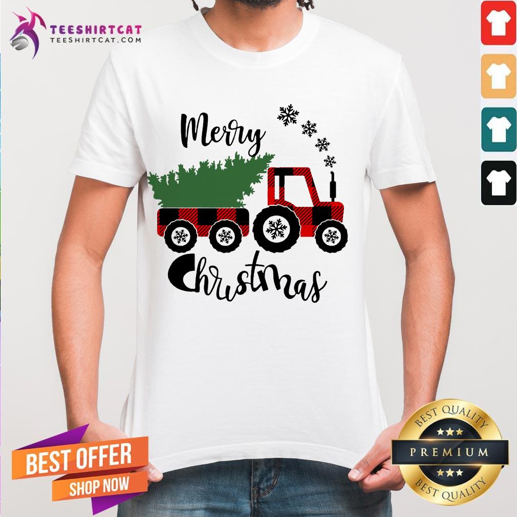 Happy Tractor Merry Christmas Tree Shirt