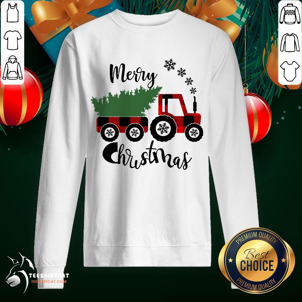 Happy Tractor Merry Christmas Tree Shirt