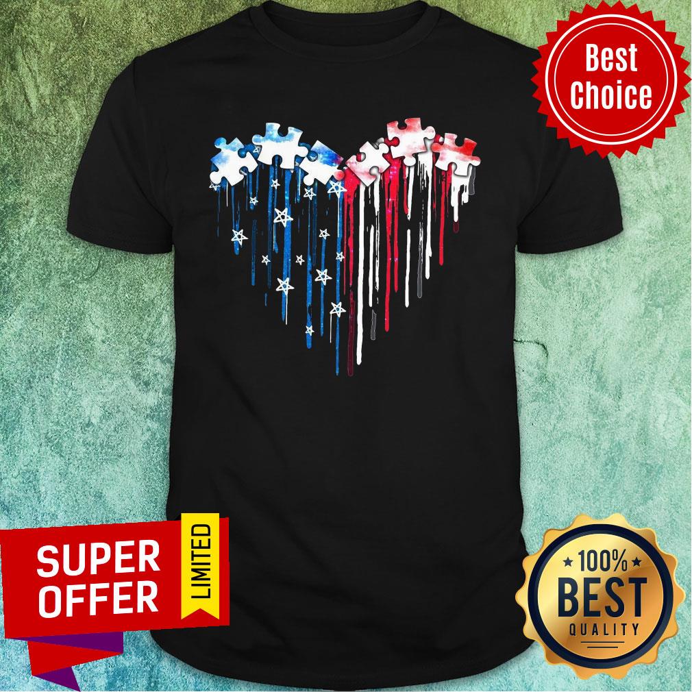 Heart American Flag Jigsaw Puzzles Shirt