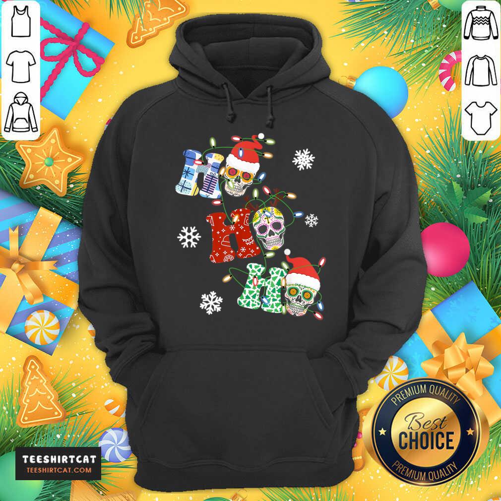 Hot Ho Ho Ho Sugar Skull Christmas Lights Funny Shirt