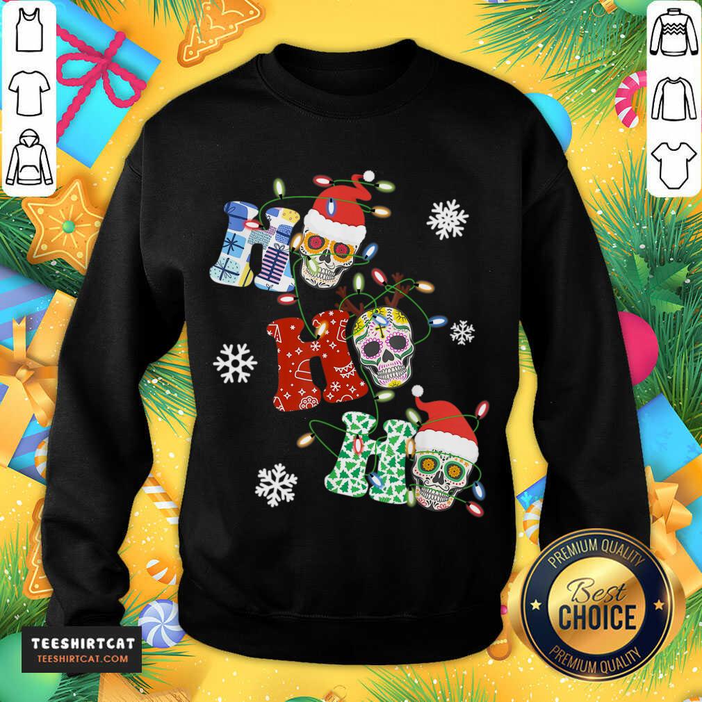Hot Ho Ho Ho Sugar Skull Christmas Lights Funny Shirt