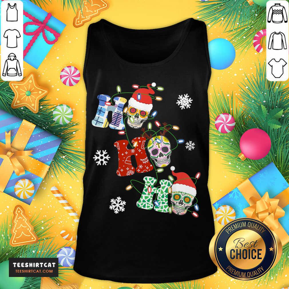 Hot Ho Ho Ho Sugar Skull Christmas Lights Funny Shirt