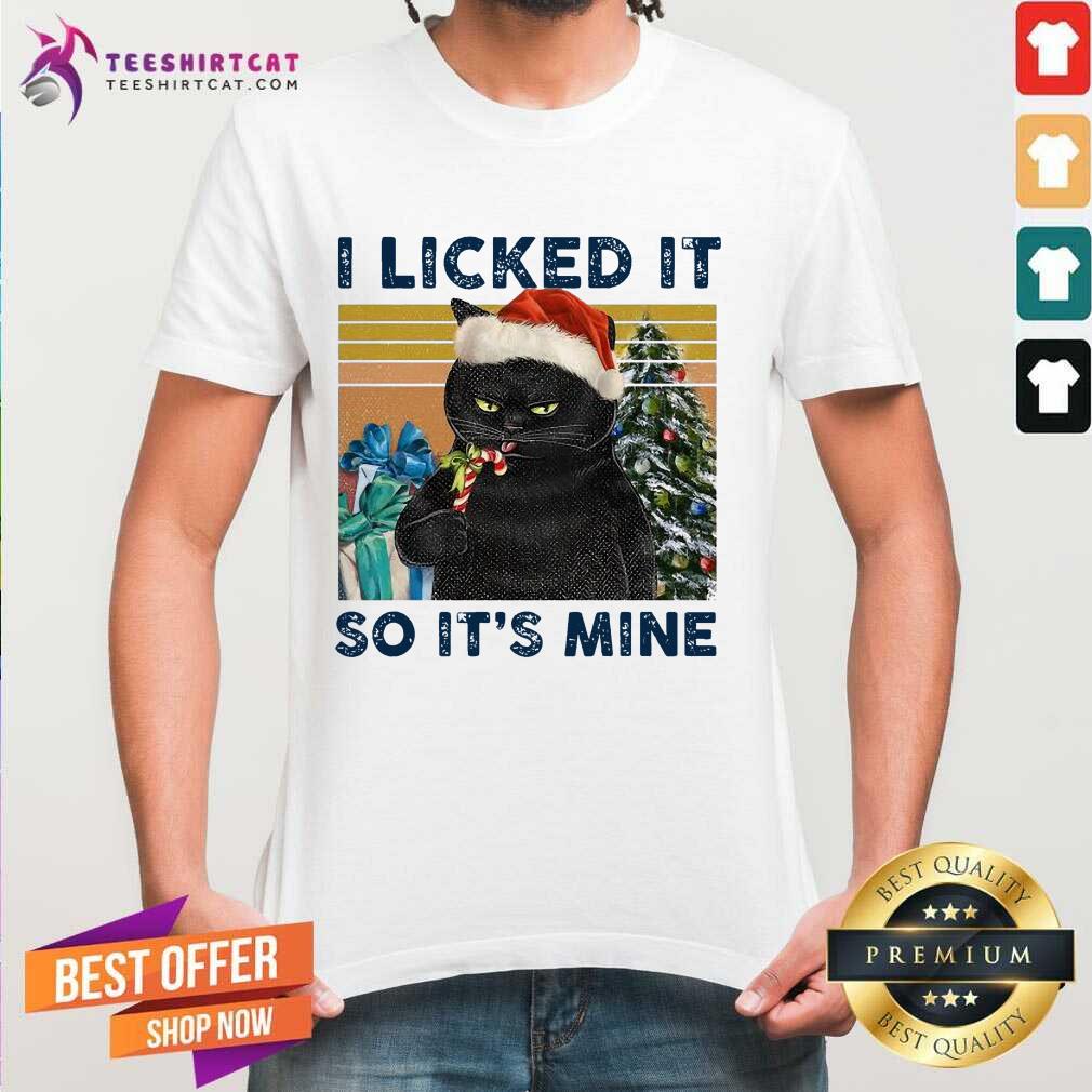 Hot I Licked It So It’s My Black Cat Wear Hat Santa Christmas Vintage Shirt