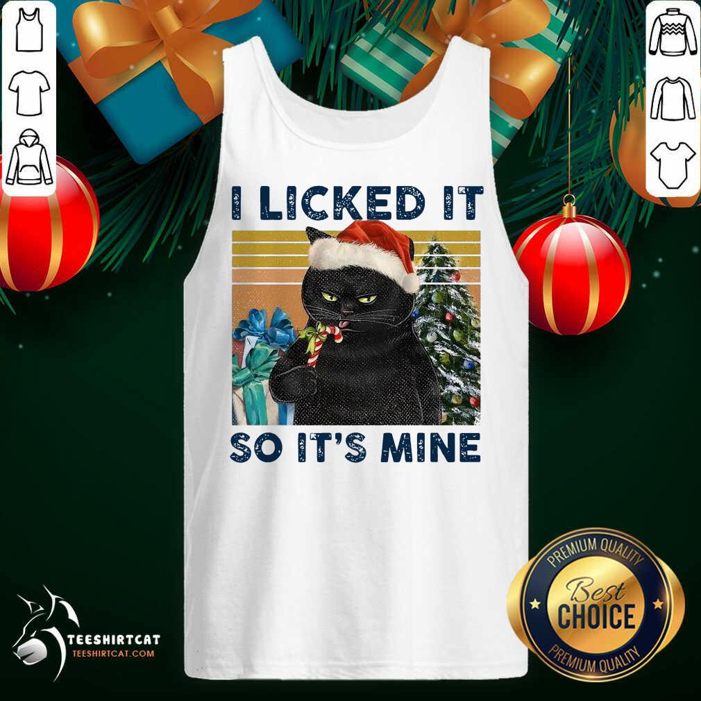 Hot I Licked It So It’s My Black Cat Wear Hat Santa Christmas Vintage Shirt