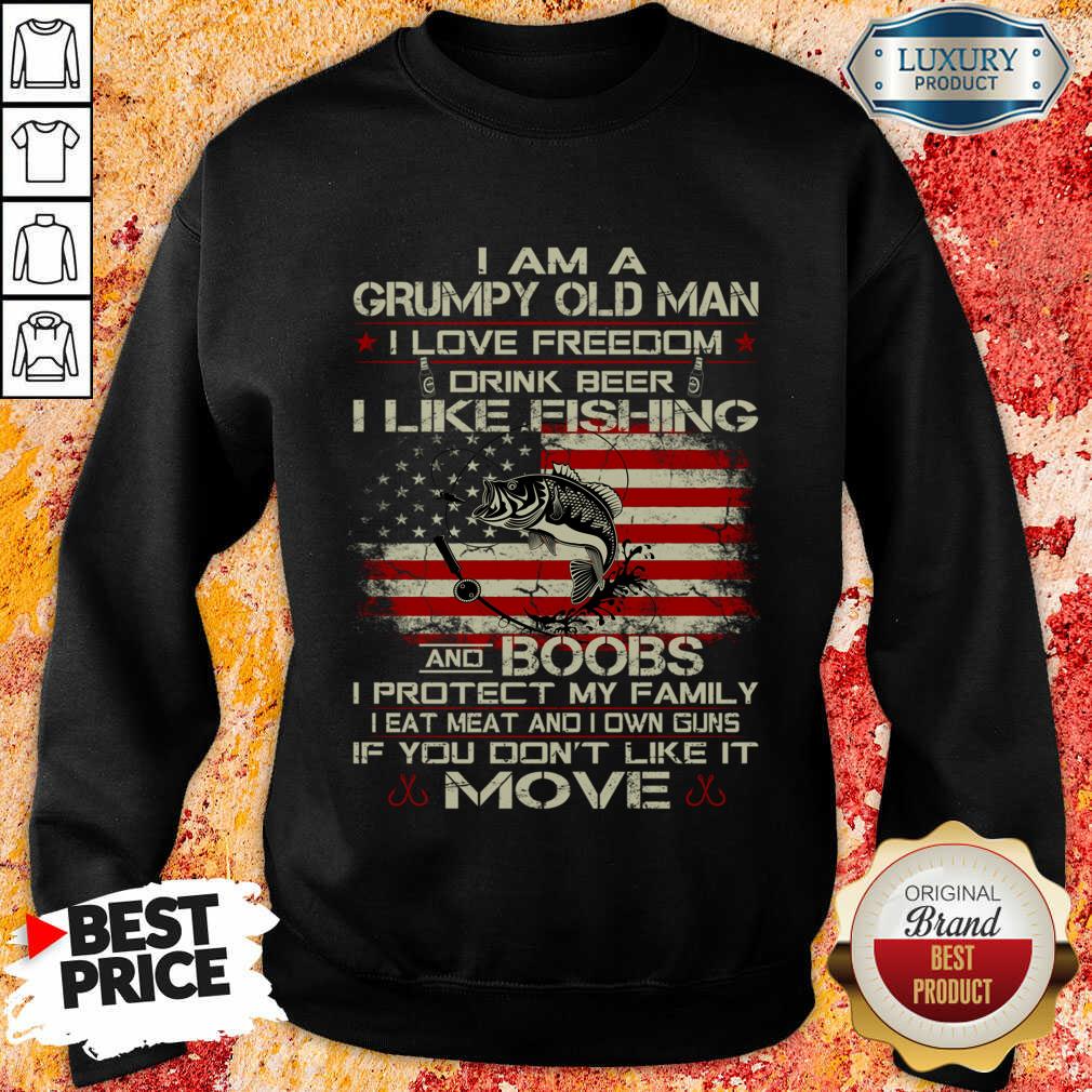 I Am A Grumpy Old Man I Love Freedom Drink Beer I Like Fishing Shirt