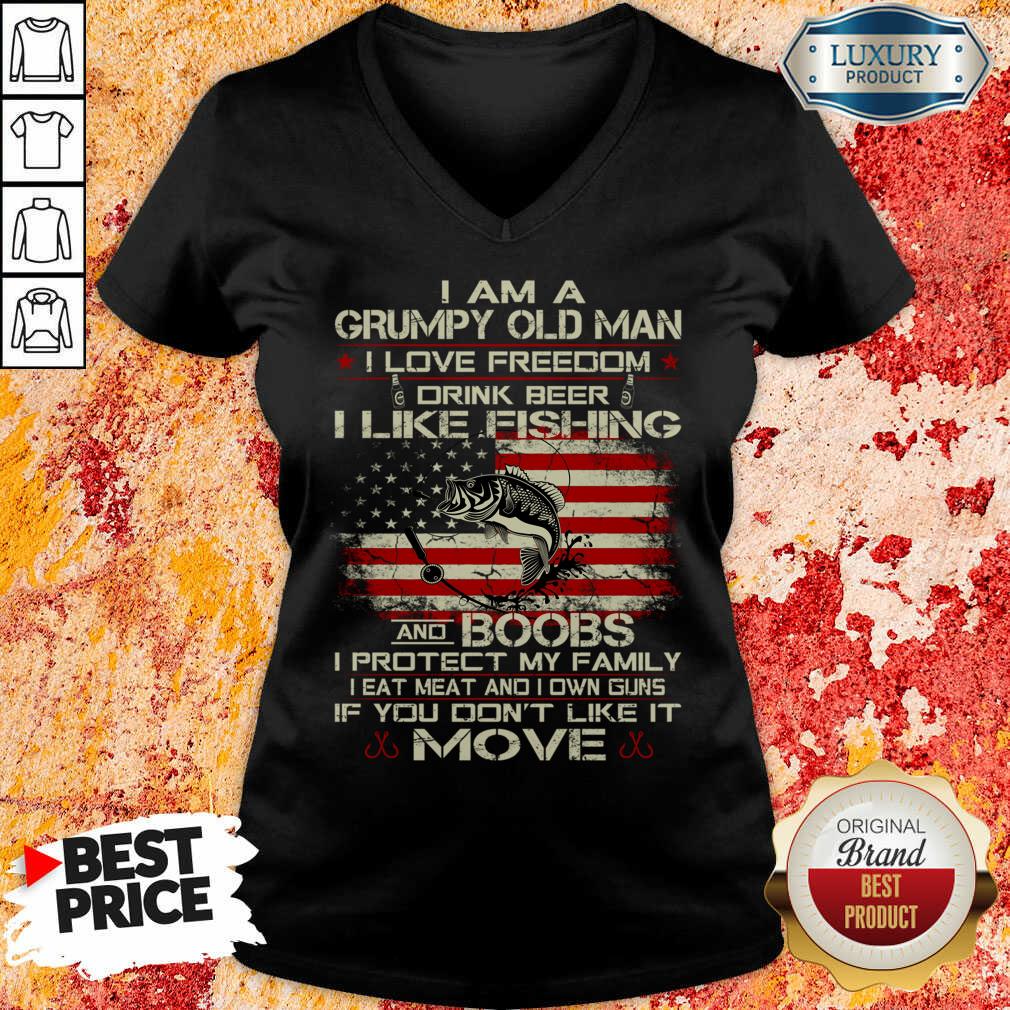 I Am A Grumpy Old Man I Love Freedom Drink Beer I Like Fishing Shirt