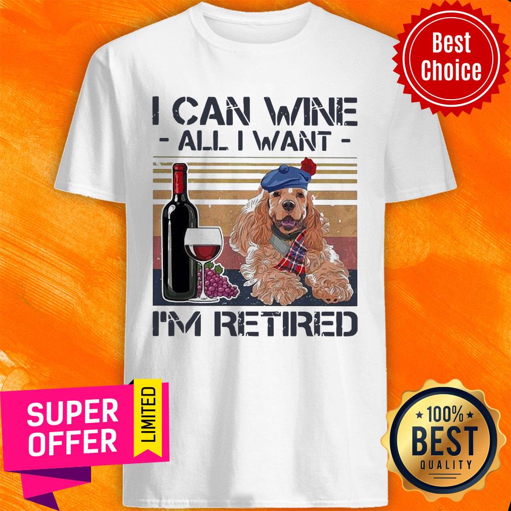 I Can Wine All I Want I'm Retired Poodle Dog Vintage Retro Footprint Shirt